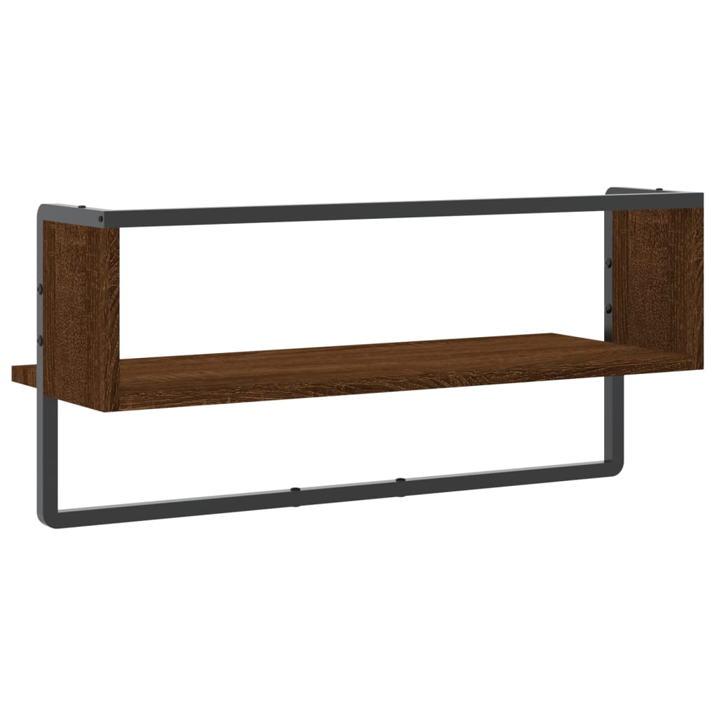 vidaXL Étagère murale avec barre chêne marron 65x25x30 cm