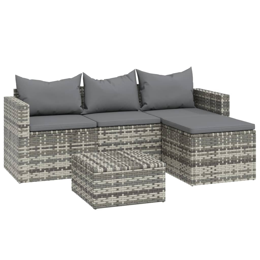 vidaXL Salon de jardin 3 pcs avec coussins Gris Résine tressée