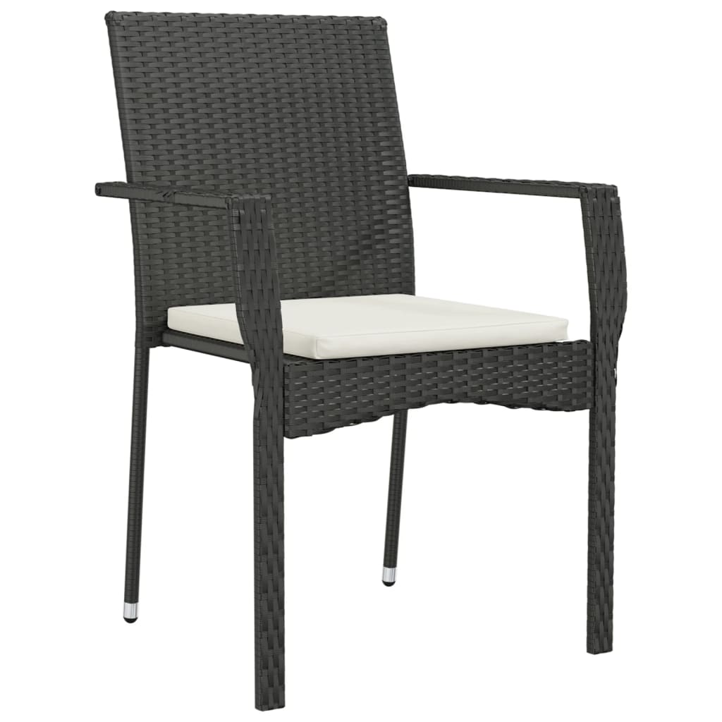 vidaXL Chaises de jardin lot de 2 avec coussins Résine tressée Noir