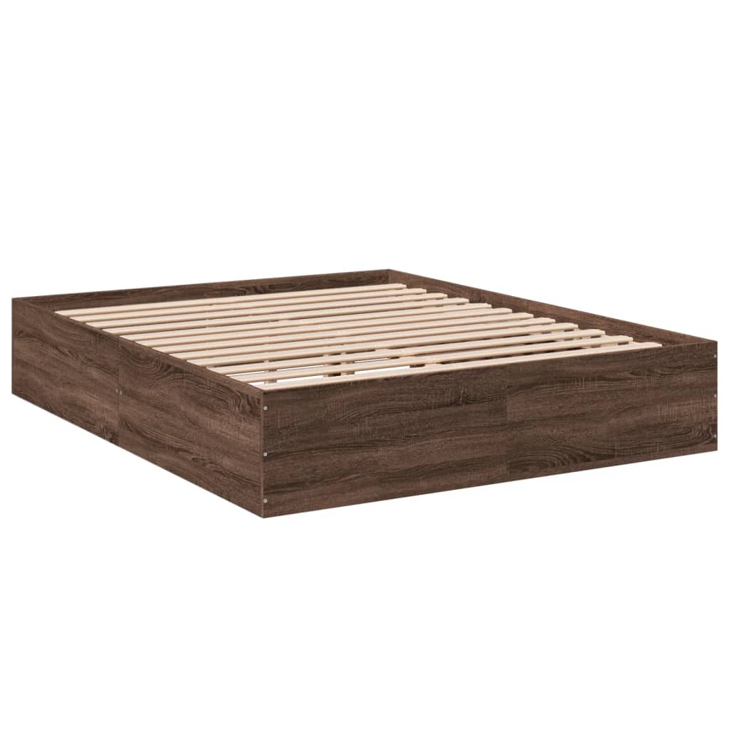 vidaXL Cadre de lit chêne marron 150x200 cm bois d'ingénierie