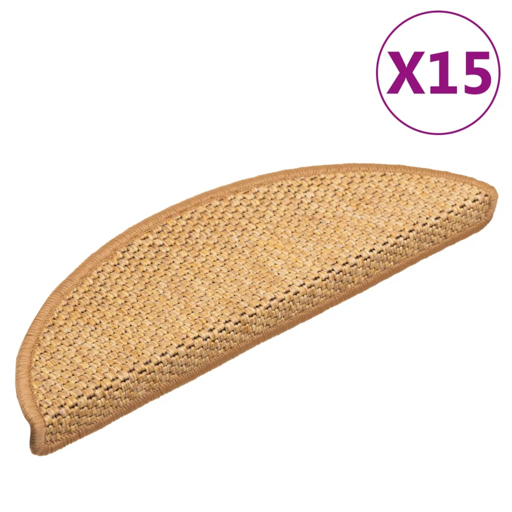 vidaXL Tapis d'escalier autocollants aspect sisal 15 pcs 56x17x3 cm