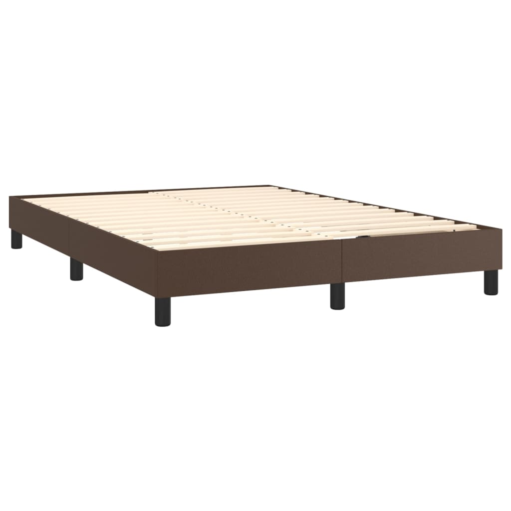 vidaXL Sommier à lattes de lit avec matelas et LED Marron 140x200 cm