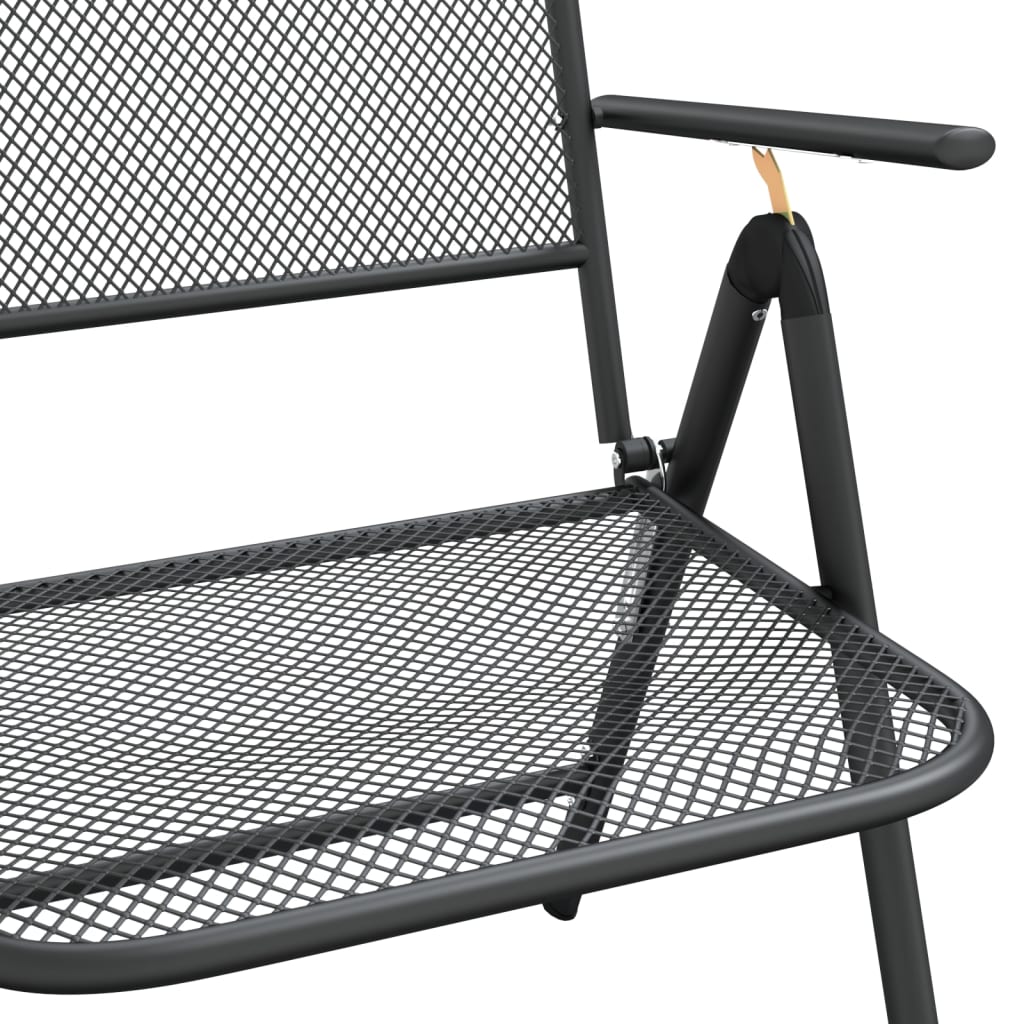 vidaXL Chaises pliables jardin lot de 2 Maille métallique Anthracite