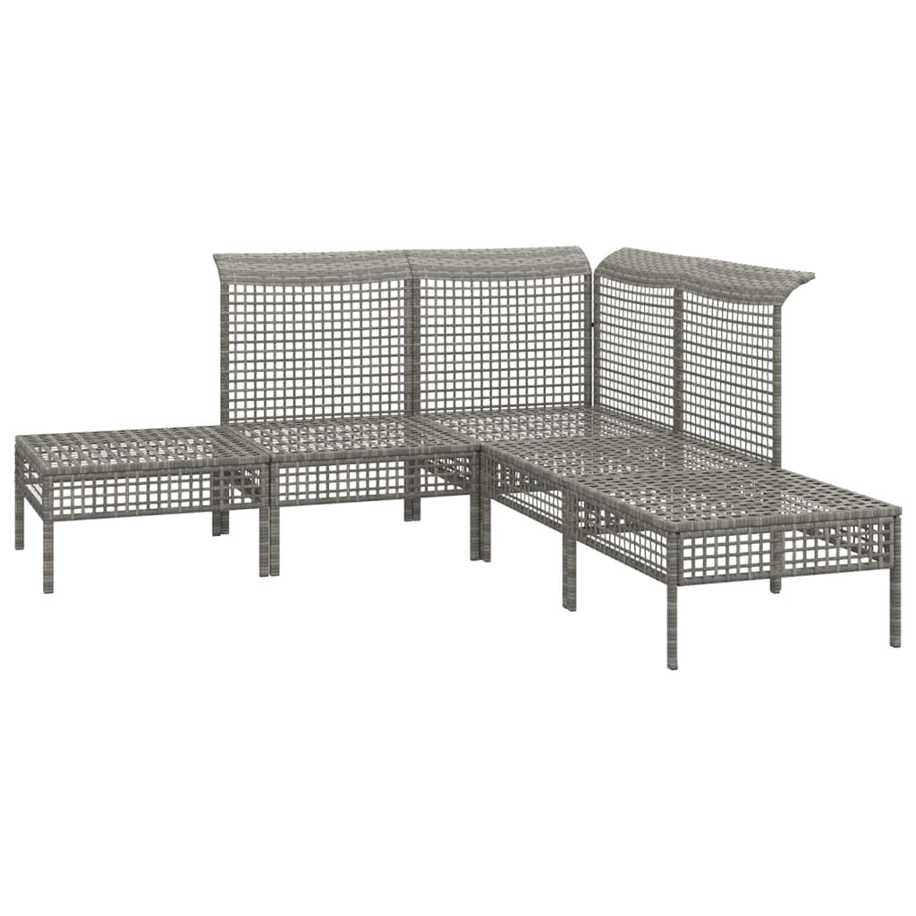 vidaXL Salon de jardin 5 pcs avec coussins Gris Résine tressée