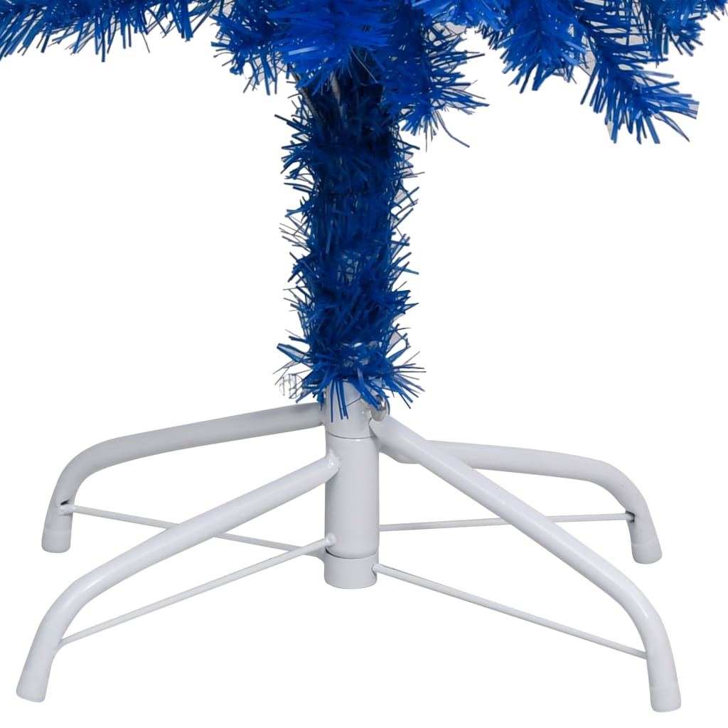 vidaXL Arbre de Noël artificiel pré-éclairé et boules bleu 210 cm PVC