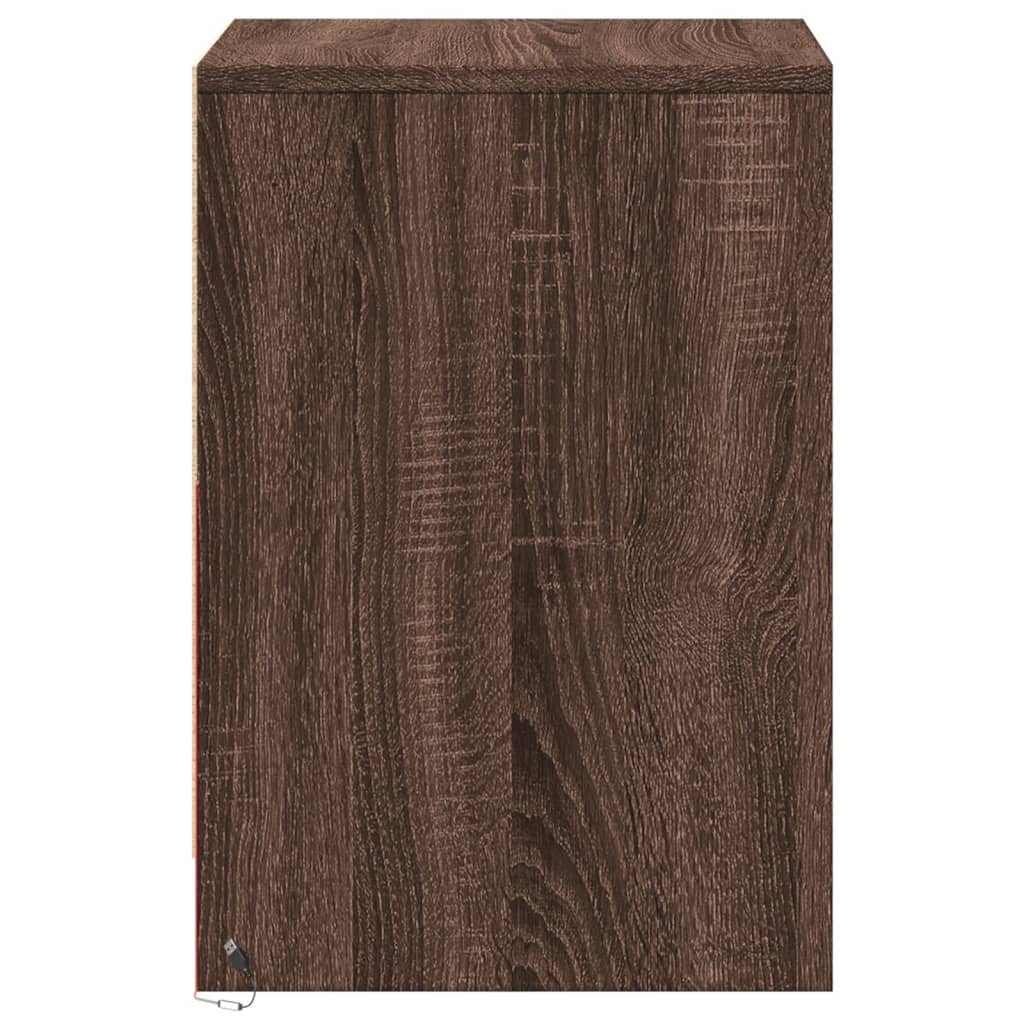 vidaXL Armoire de chevet et lumières LED chêne marron bois ingénierie