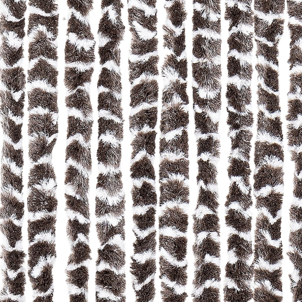 vidaXL Rideau anti-mouches marron et blanc 90x200 cm chenille