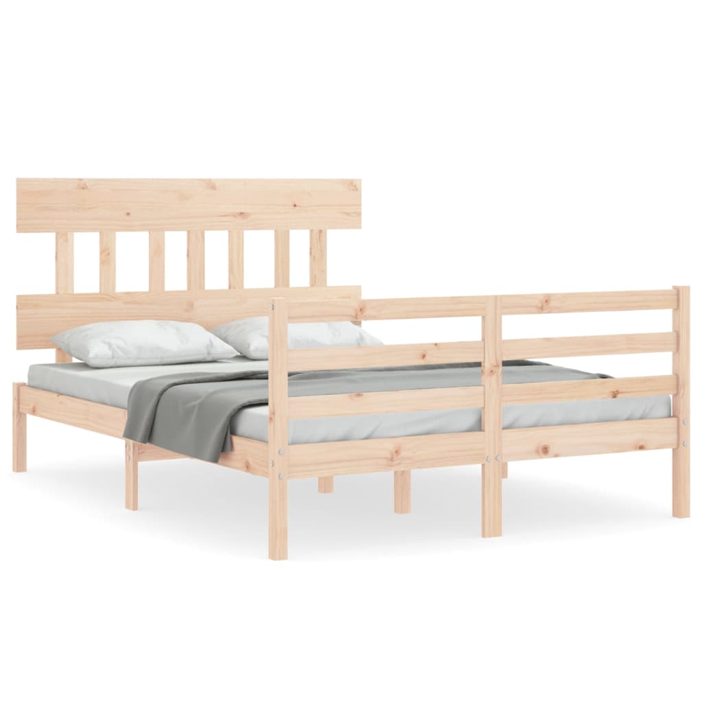 vidaXL Cadre de lit avec tête de lit double bois massif