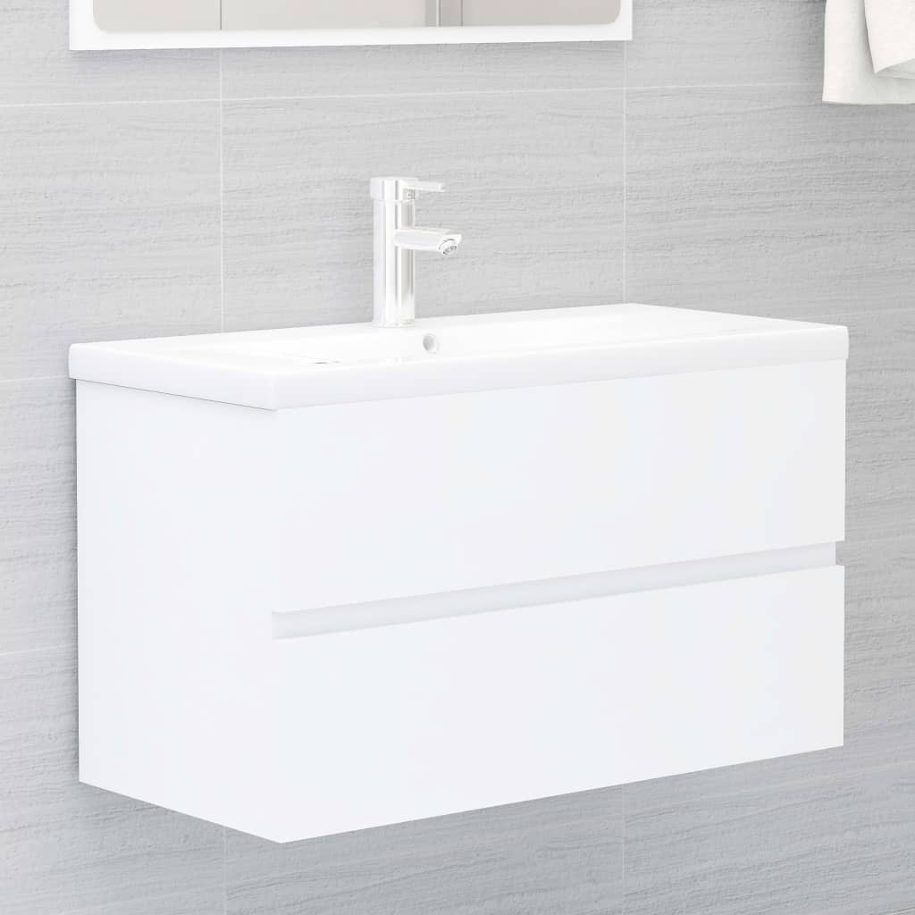 vidaXL Meubles de salle de bain blanc bois d'ingénierie
