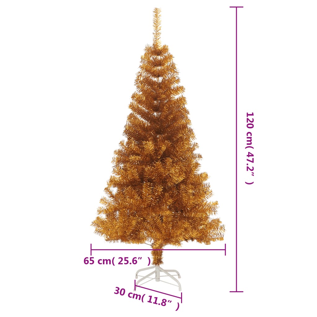 vidaXL Sapin de Noël artificiel avec support Doré 120 cm PET