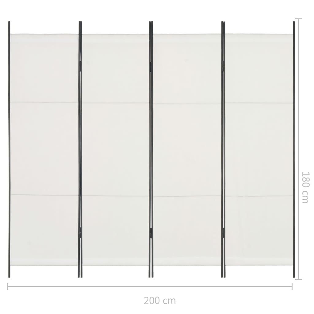 vidaXL Cloison de séparation 4 panneaux Blanc 200 x 180 cm
