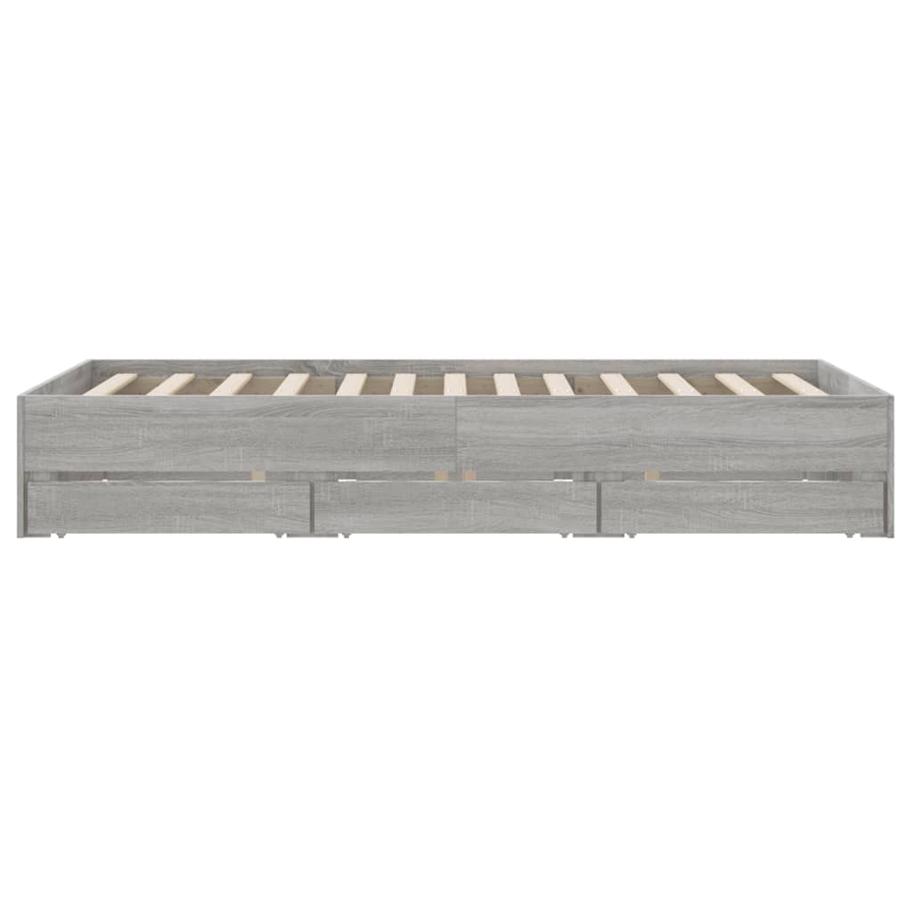 vidaXL Cadre de lit et tiroirs sonoma gris 120x190 cm bois ingénierie