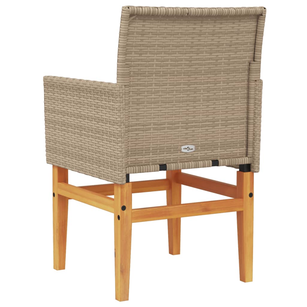 vidaXL Chaises de jardin coussins lot de 2 beige résine tressée bois