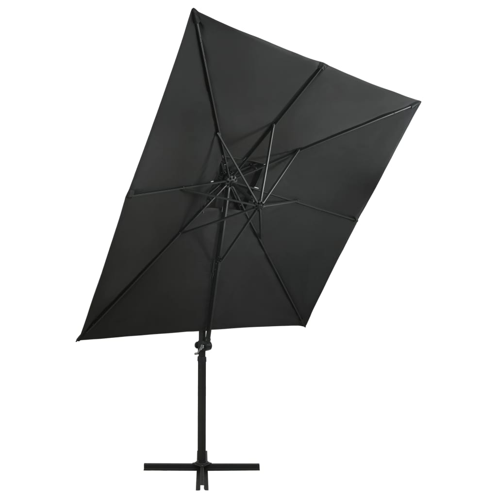 vidaXL Parasol de jardin en porte-à-faux à double toit anthracite