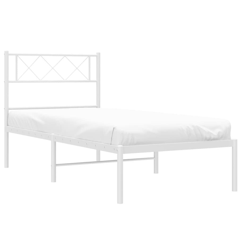 vidaXL Cadre de lit métal sans matelas et tête de lit blanc 100x190 cm