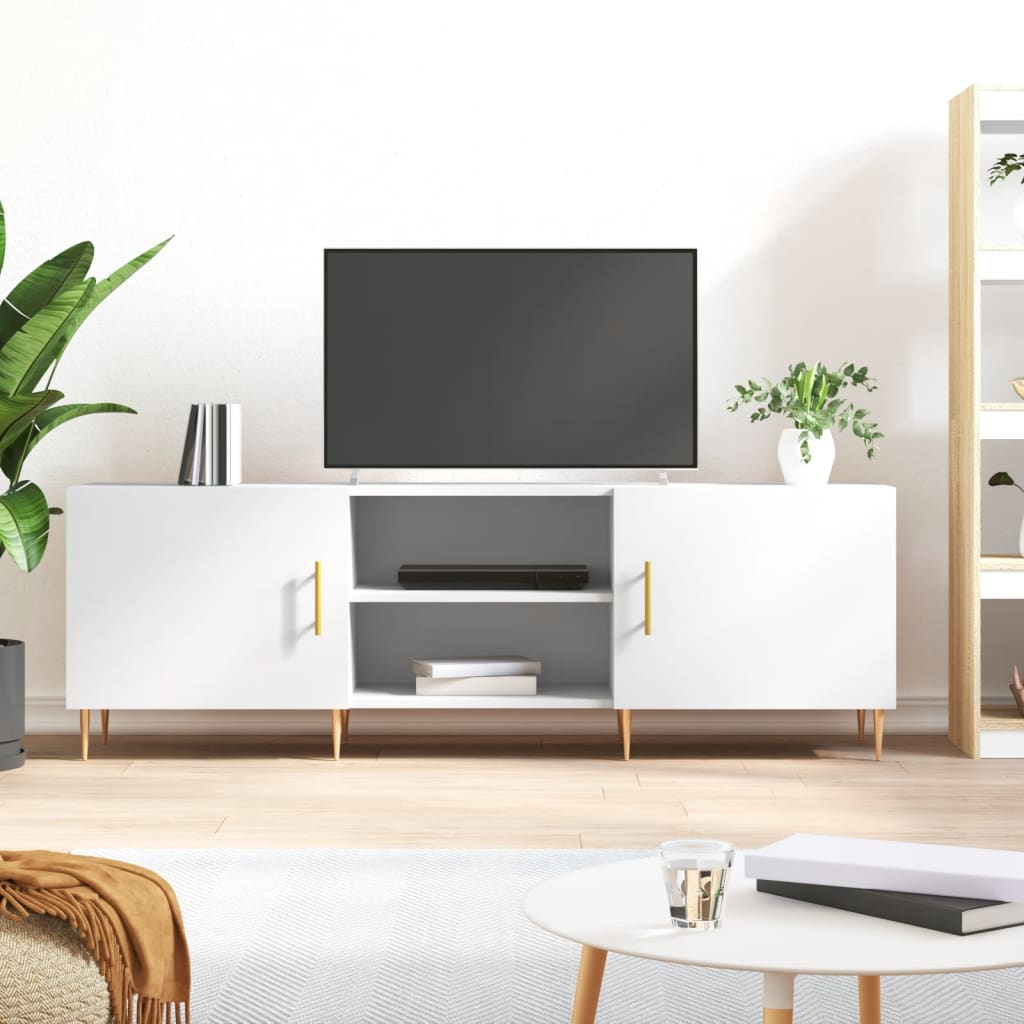 vidaXL Meuble TV blanc 150x30x50 cm bois d'ingénierie