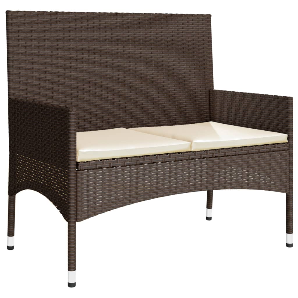 vidaXL Salon de jardin 4 pcs avec coussins Marron Résine tressée