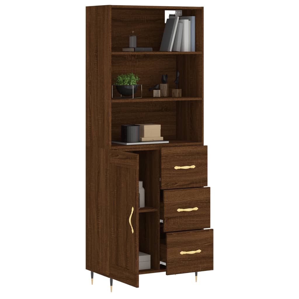 vidaXL Buffet haut Chêne marron 69,5x34x180 cm Bois d'ingénierie