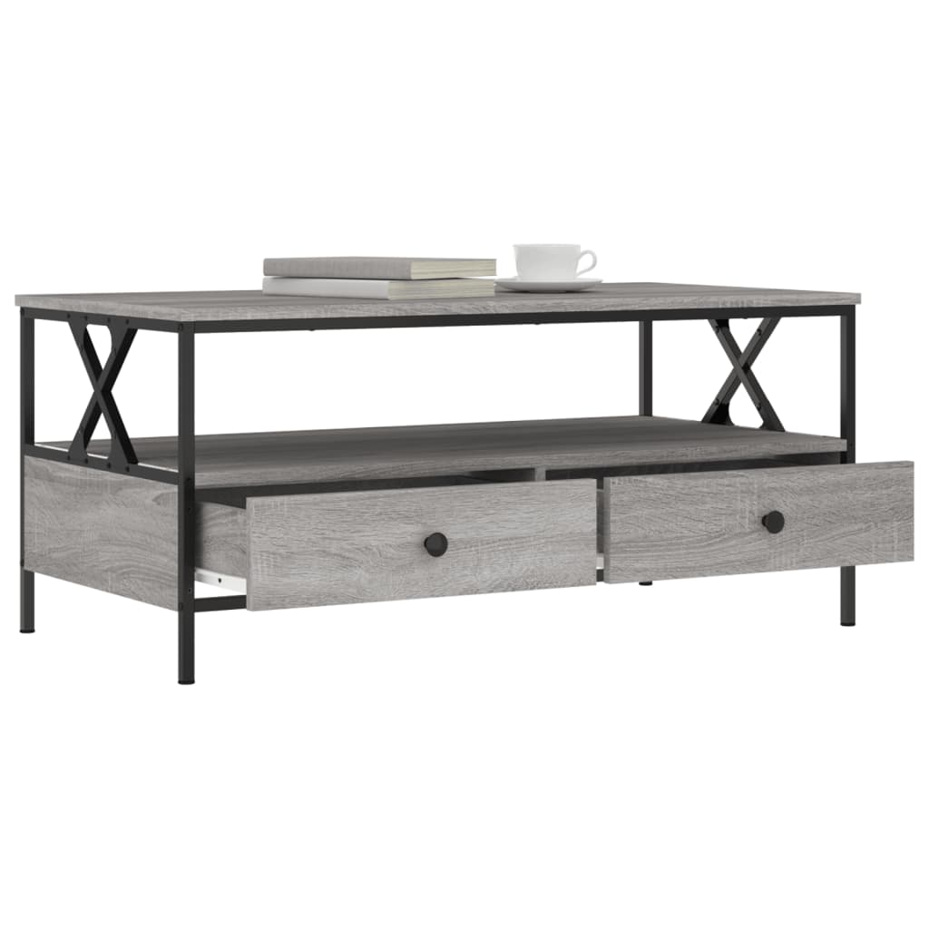 vidaXL Table basse sonoma gris 100x51x45 cm bois d'ingénierie