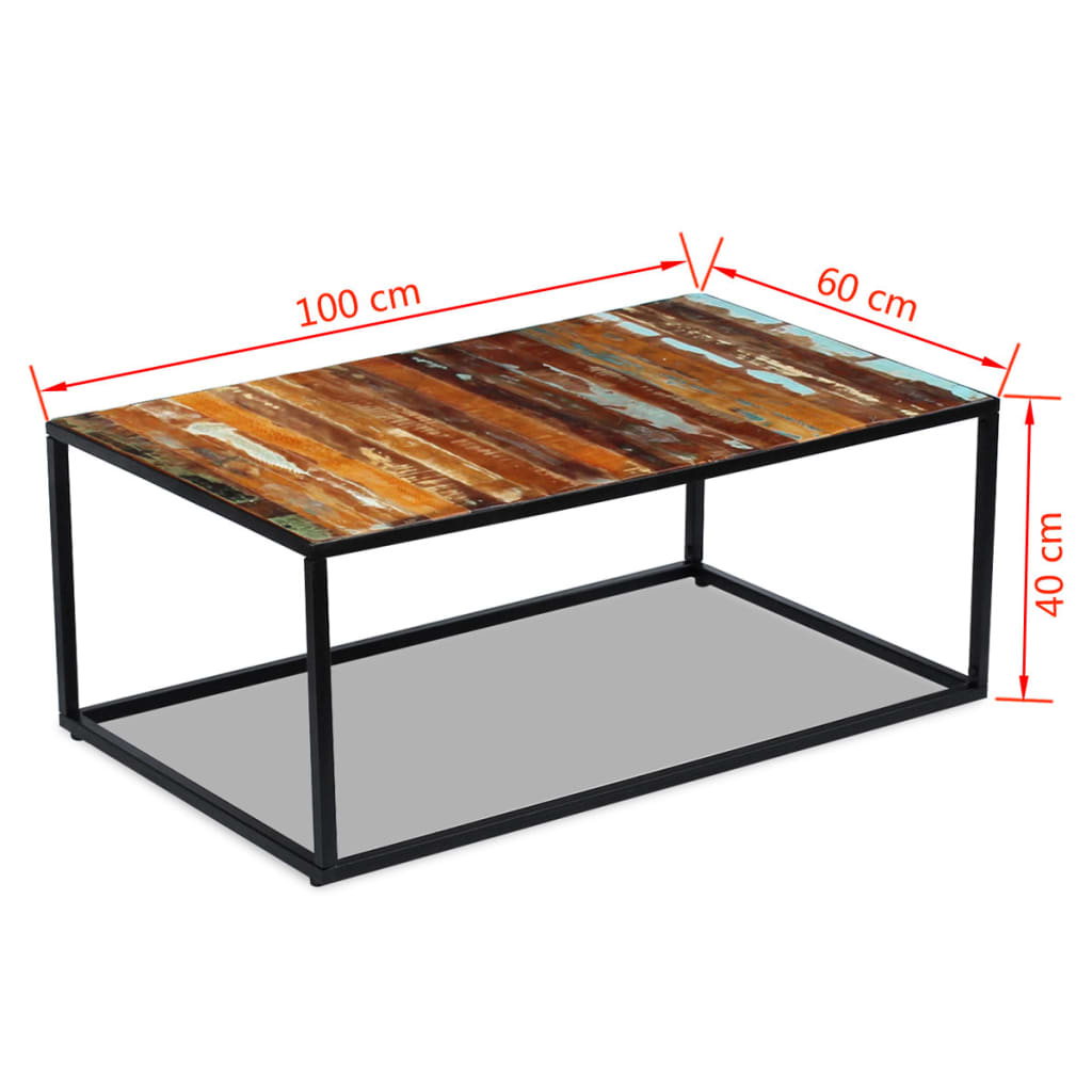 vidaXL Table basse Bois de récupération massif 100 x 60 x 40 cm
