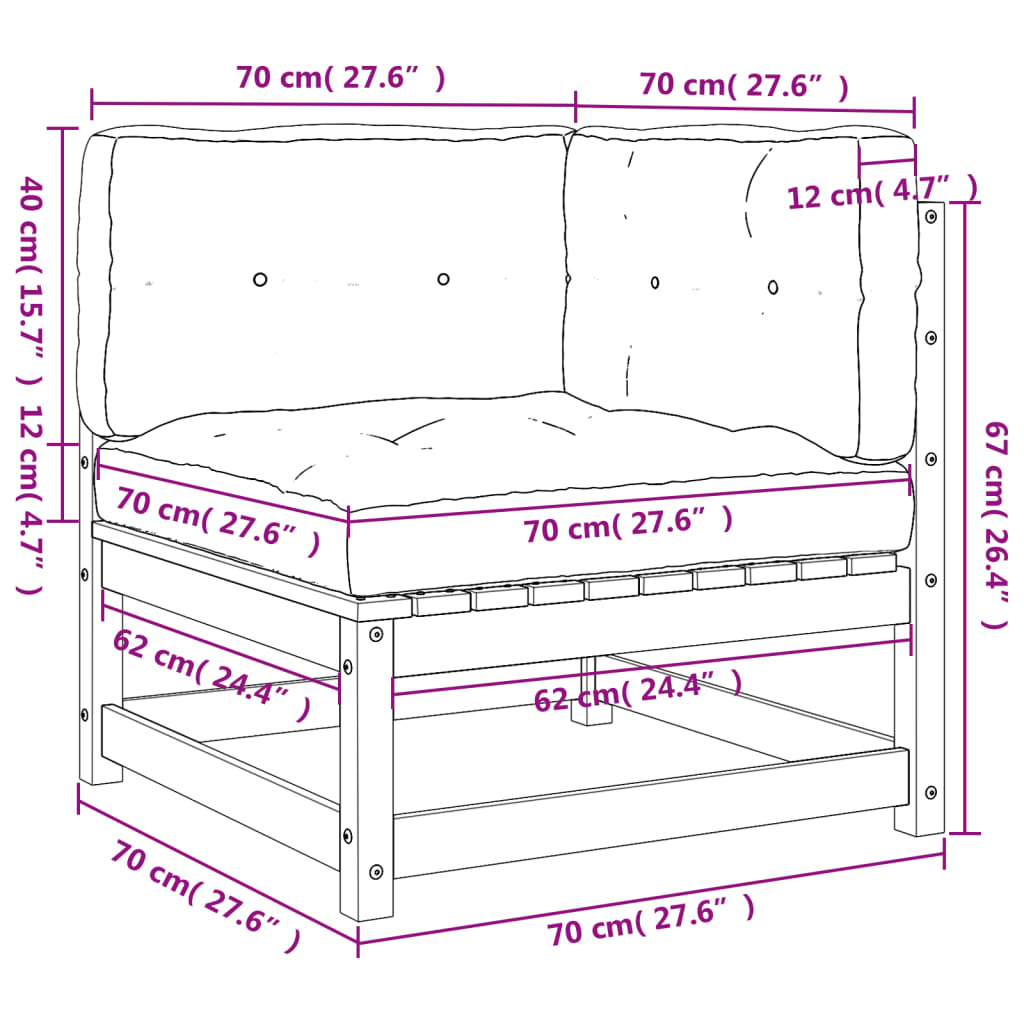 vidaXL Canapé d'angle de jardin avec coussins bois massif douglas