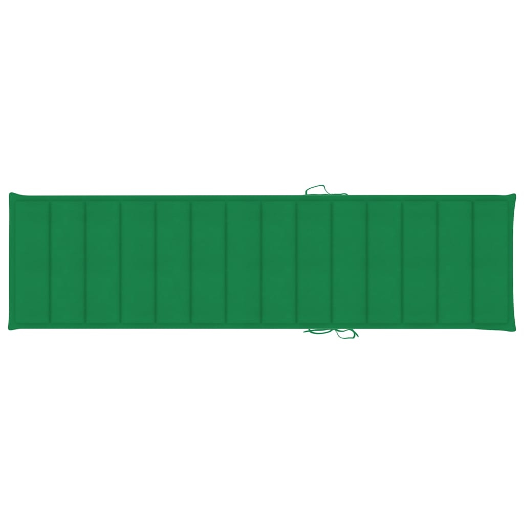 vidaXL Chaises longues 2 pcs avec coussin vert Bois de teck solide