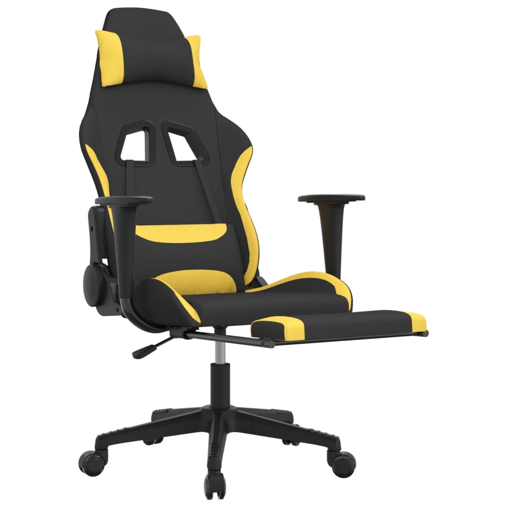 vidaXL Chaise de jeu de massage avec repose-pied Noir et jaune Tissu