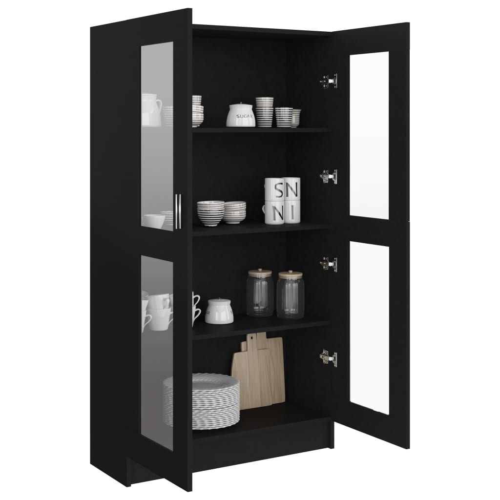 vidaXL Armoire à vitrine Noir 82,5x30,5x150 cm Bois d'ingénierie