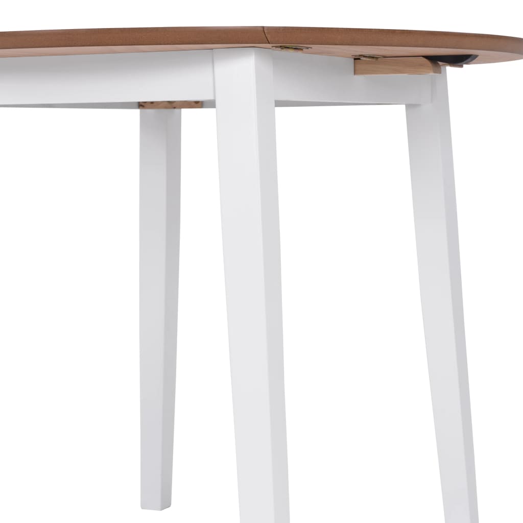 vidaXL Table à manger ronde à abattant MDF blanc