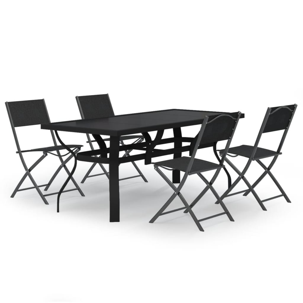 vidaXL Ensemble à manger de jardin 5 pcs Gris et noir