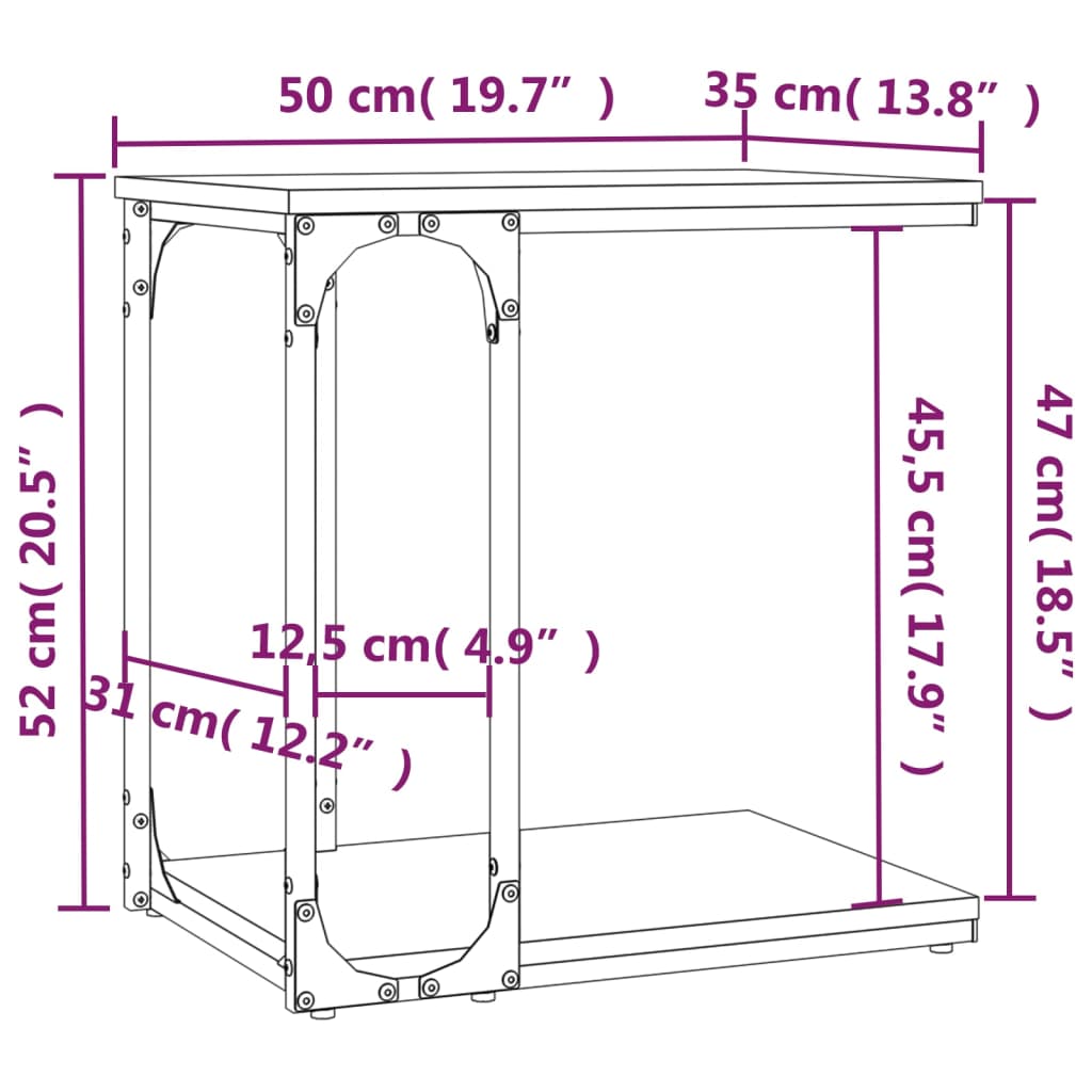 vidaXL Table d'appoint Chêne marron 50x35x52 cm Bois d'ingénierie