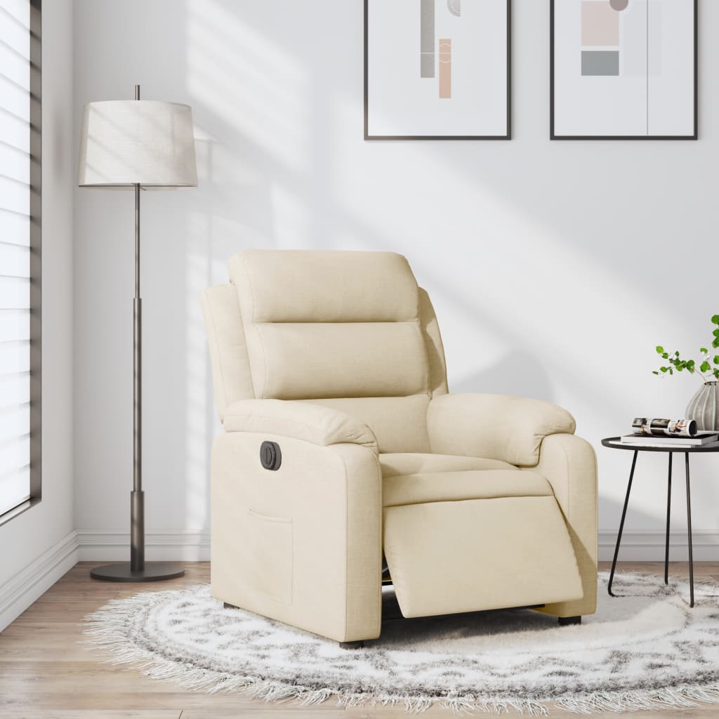 vidaXL Fauteuil inclinable électrique Crème Tissu