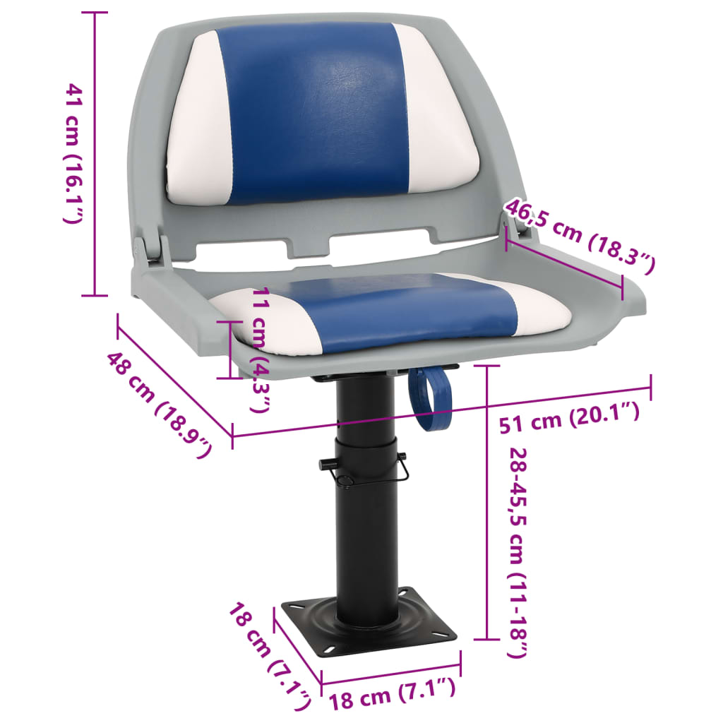 vidaXL Ensemble de sièges de bateau pliables 4 pcs bleu et blanc