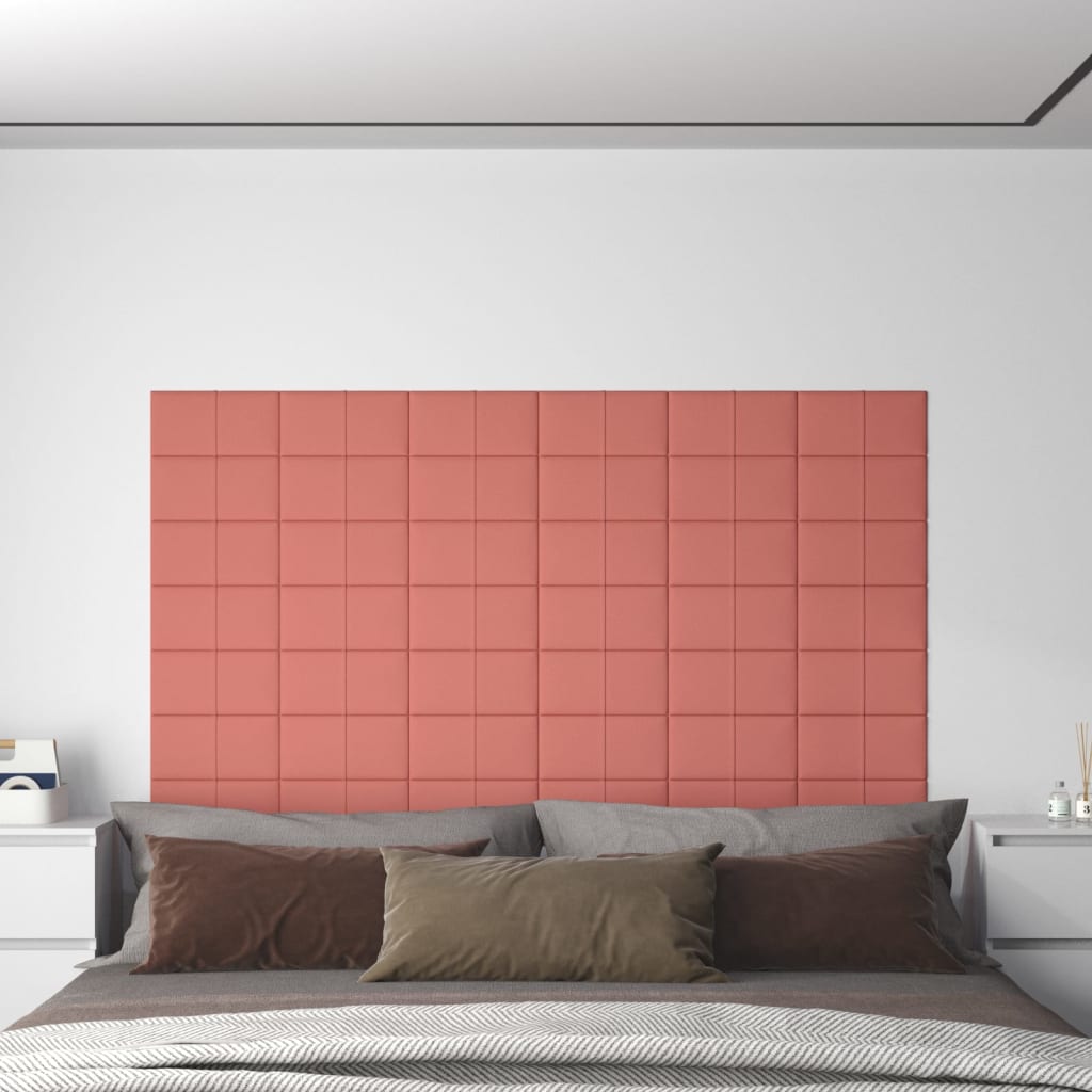 vidaXL Panneaux muraux 12 pcs Rose 30x15 cm Velours 0,54 m²