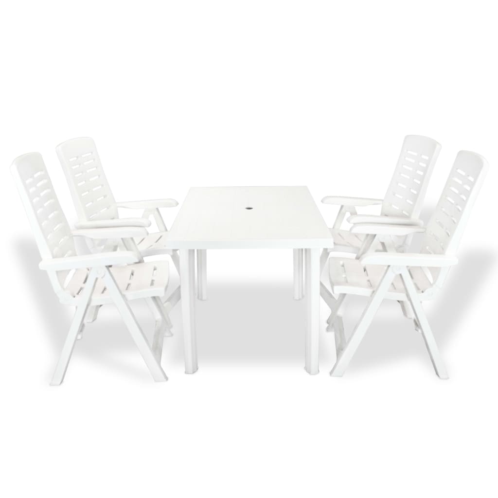 vidaXL Mobilier à manger d'extérieur 5 pcs Plastique Blanc