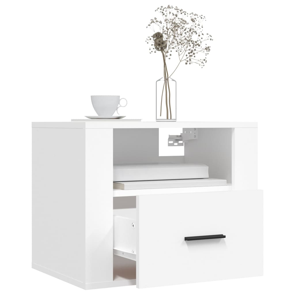 vidaXL Tables de chevet murales 2 pcs Blanc 50x36x40 cm