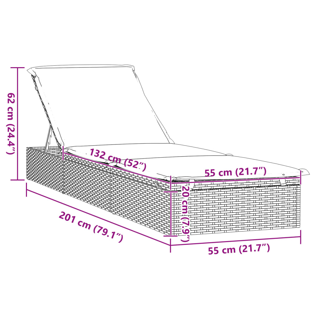 vidaXL Transat 1 pc avec table noir résine tressée