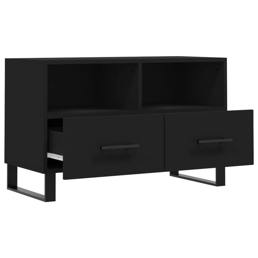 vidaXL Meuble TV Noir 80x36x50 cm Bois d'ingénierie