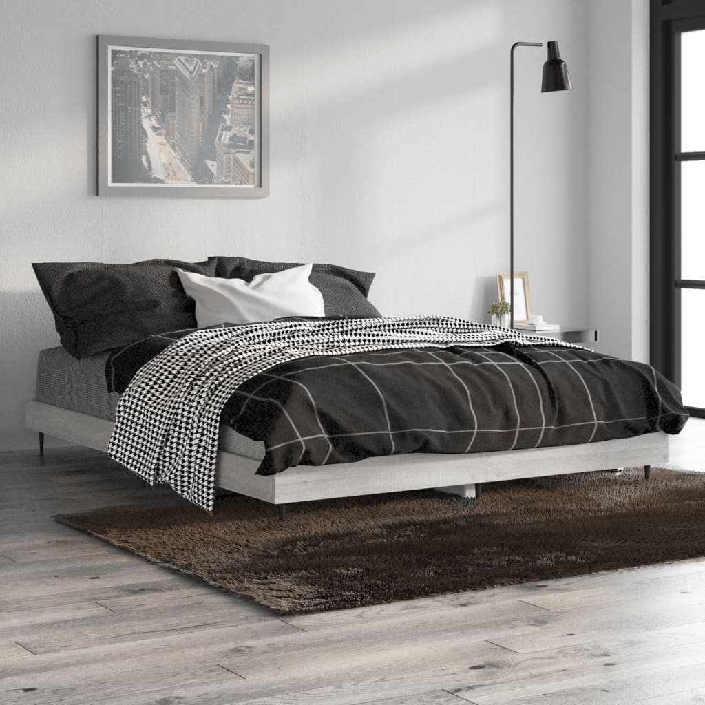 vidaXL Cadre de lit sans matelas sonoma gris 140x190 cm