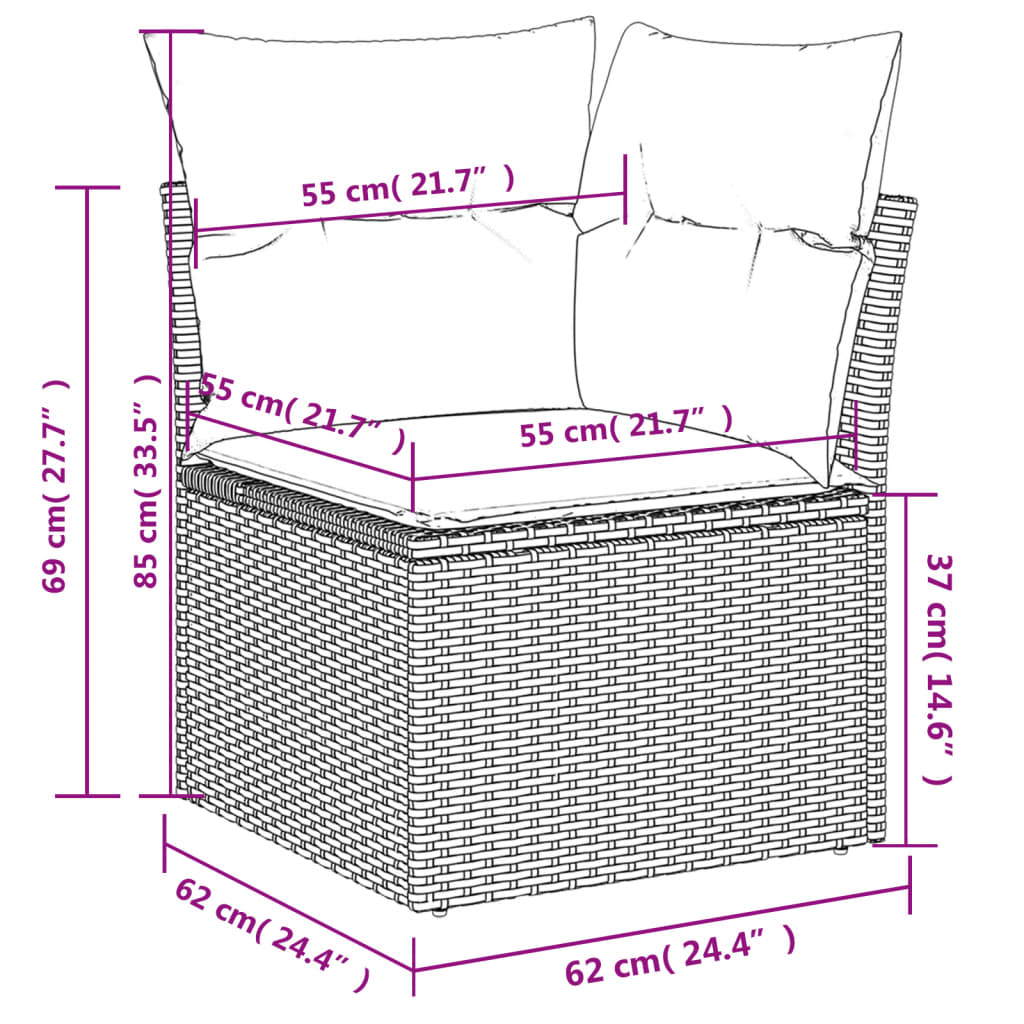 vidaXL Salon de jardin avec coussins 9pcs mélange beige résine tressée