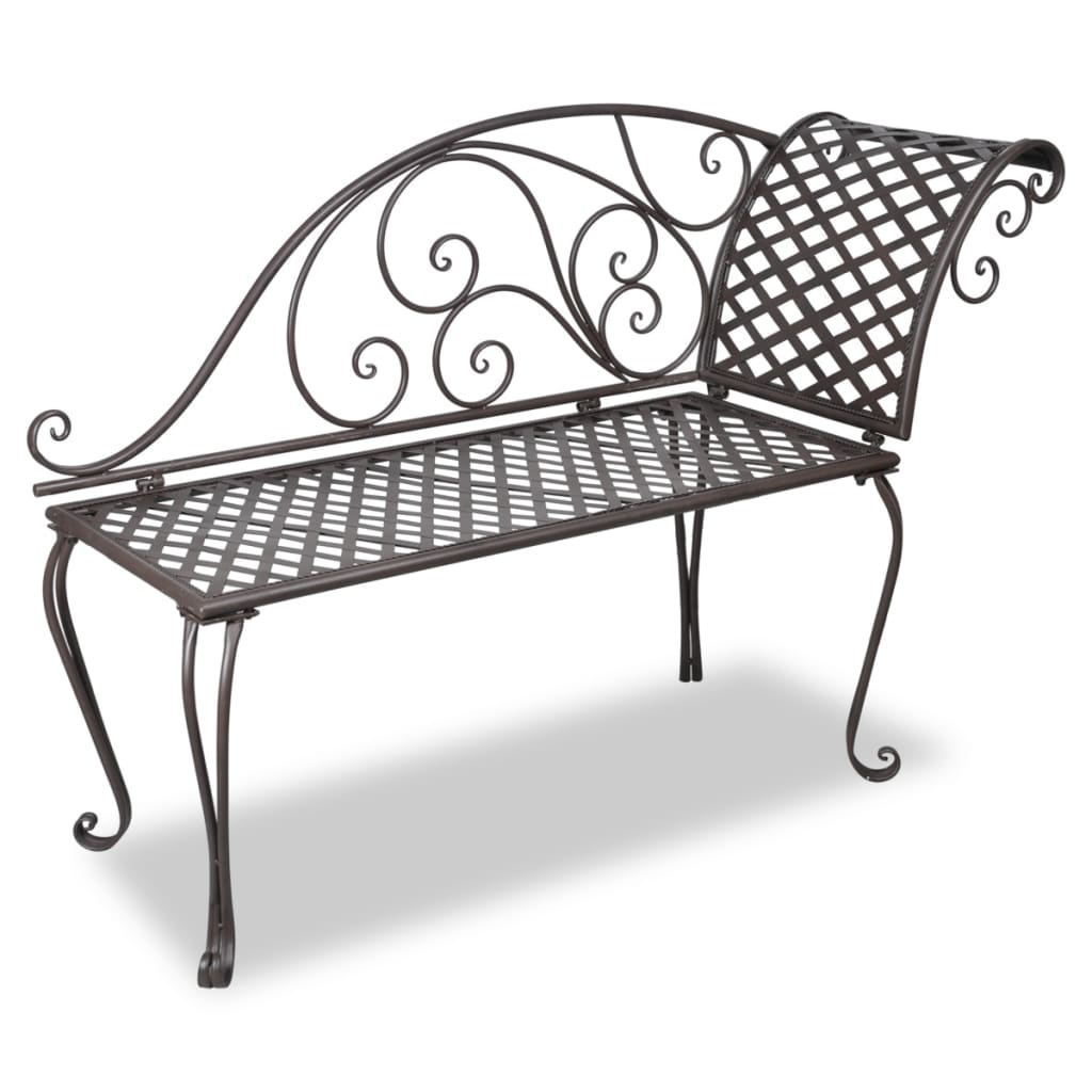 vidaXL Chaise longue de jardin 128 cm Acier Antique Marron