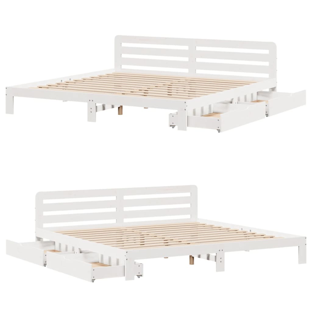 vidaXL Cadre de lit sans matelas blanc 180x200 cm bois massif de pin