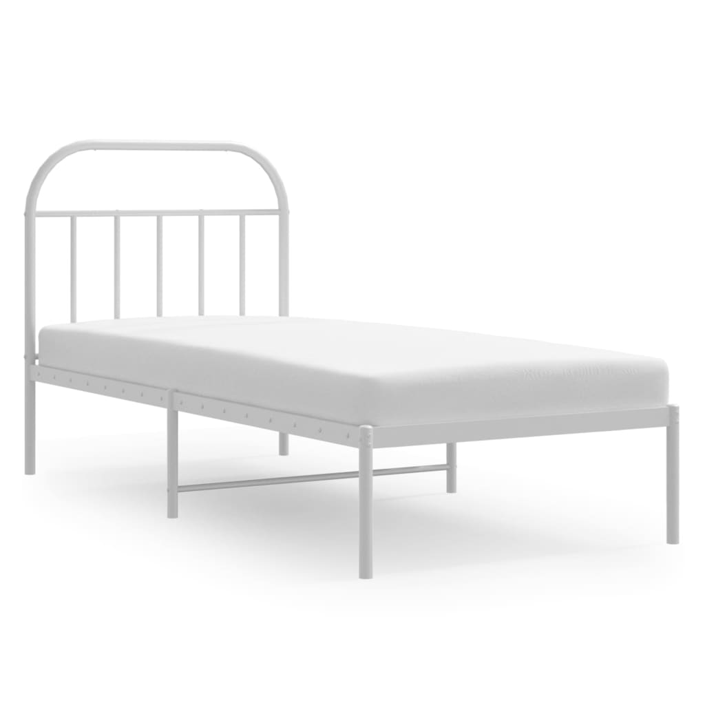 vidaXL Cadre de lit métal avec tête de lit blanc 80x200 cm