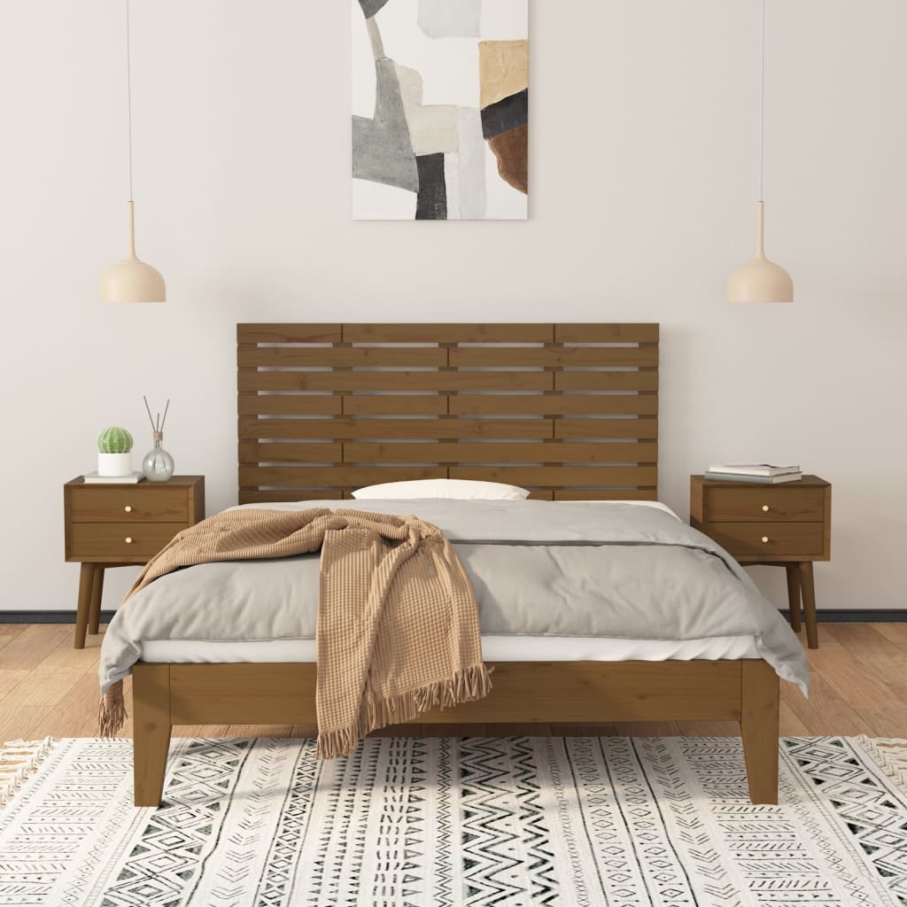 vidaXL Tête de lit murale Marron miel 126x3x63 cm Bois massif de pin