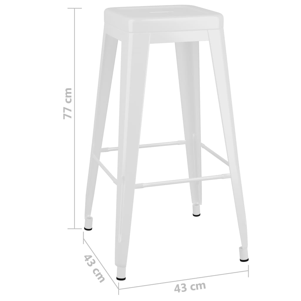 vidaXL Tabourets de bar empilables lot de 2 blanc Métal