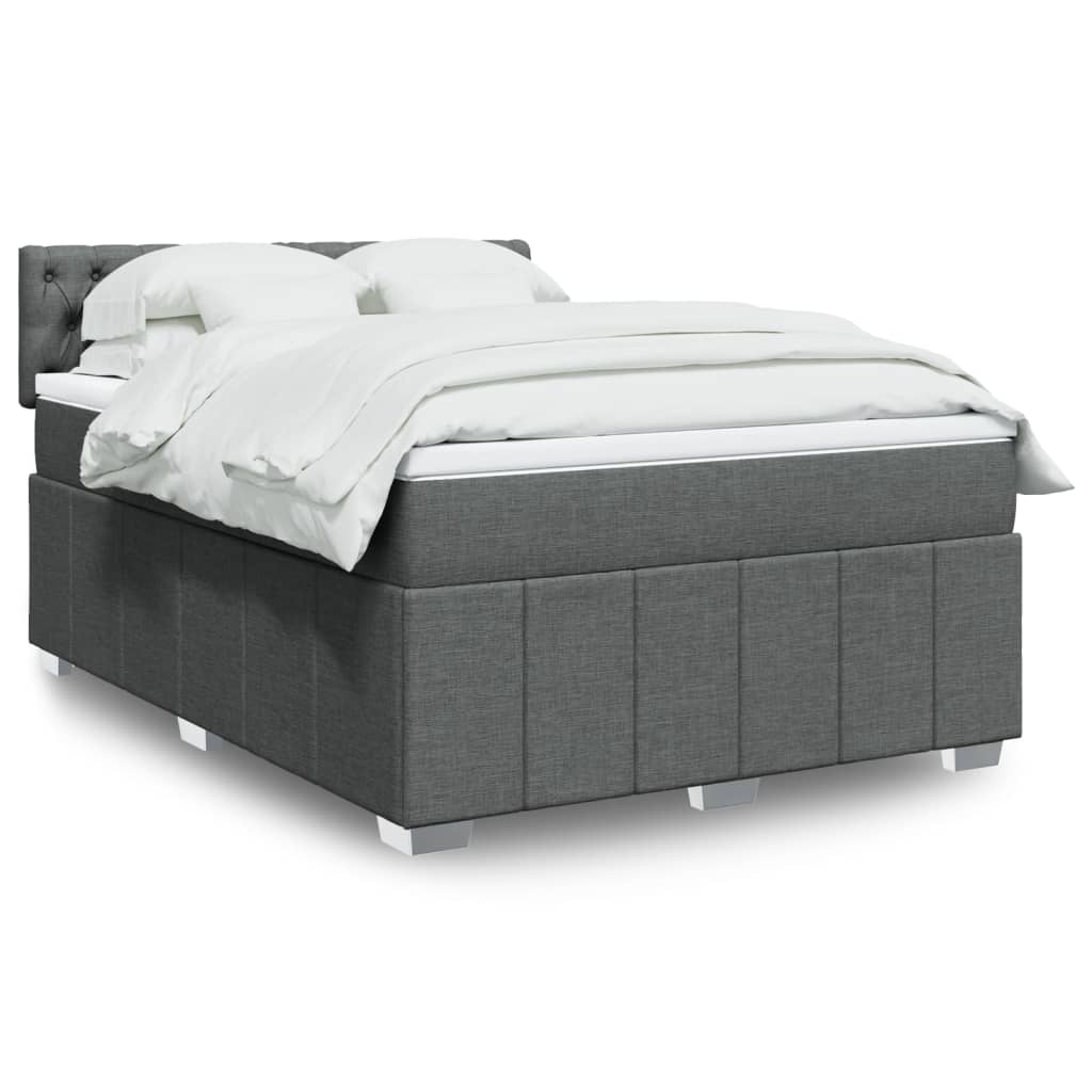 vidaXL Sommier à lattes de lit avec matelas Gris foncé 140x200cm Tissu