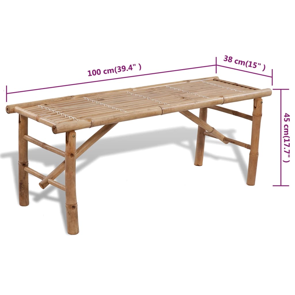 vidaXL Table de brasserie avec 2 bancs 100 cm Bambou