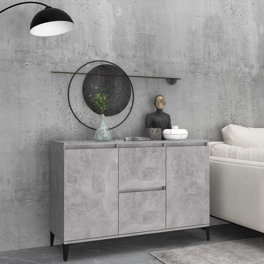 vidaXL Buffet gris béton 104x35x70 cm bois d'ingénierie