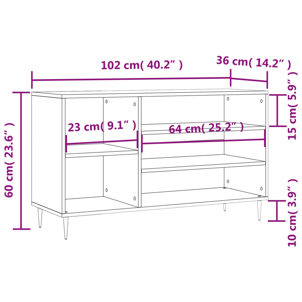 vidaXL Armoire à chaussures Blanc 102x36x60 cm Bois d'ingénierie