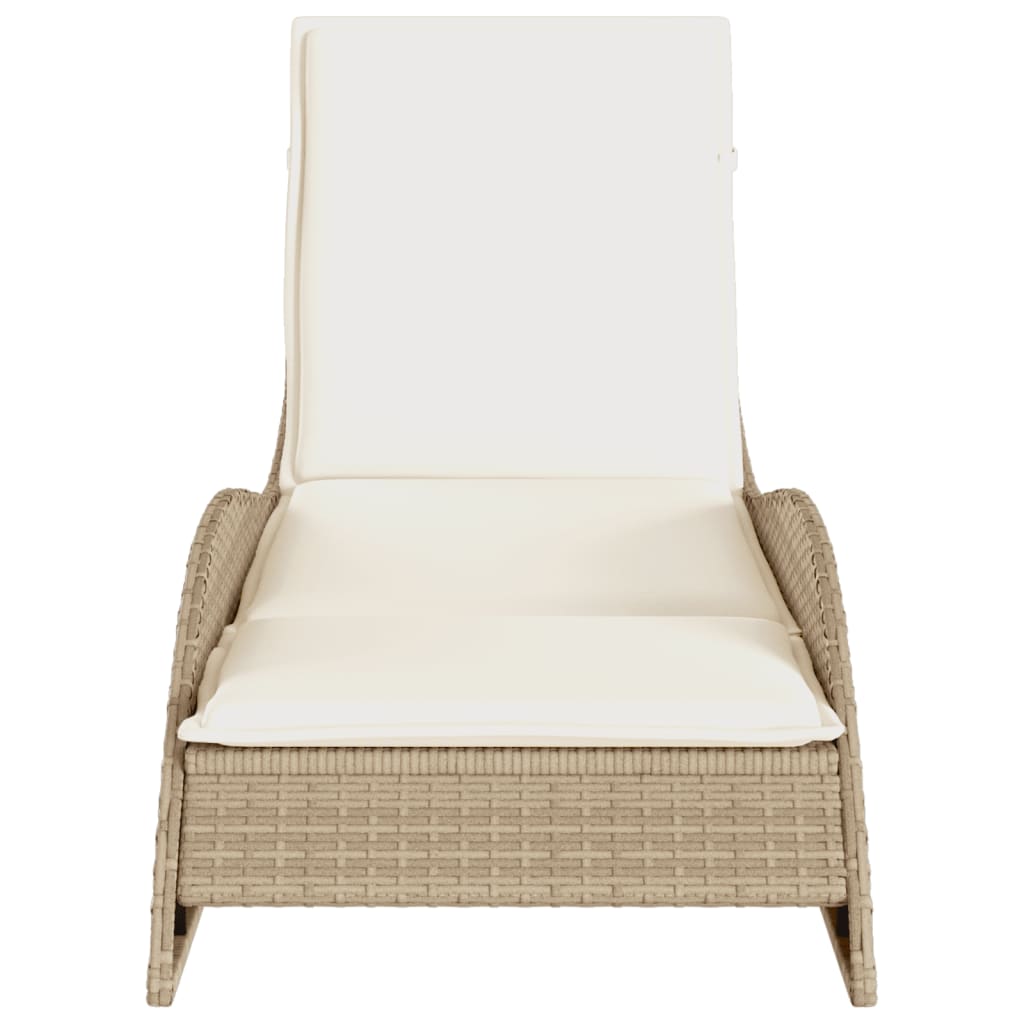 vidaXL Chaise longue avec coussin beige 60x205x73 cm résine tressée